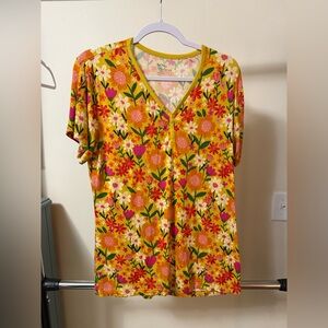 Little Sleepies Yellow Floral Button-Front Pajama Top
